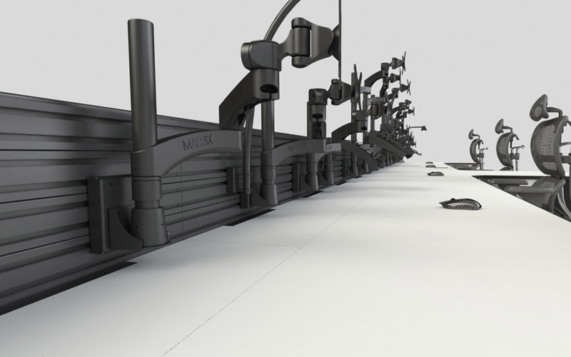 鐵路中車站調(diào)度值班臺(tái)多功能背板展示圖