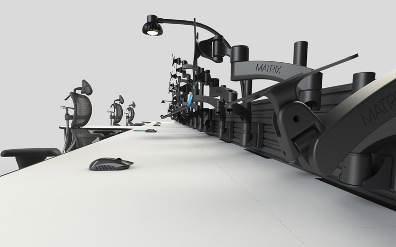 地鐵調(diào)度室控制臺(tái)鋁合金背板展示圖